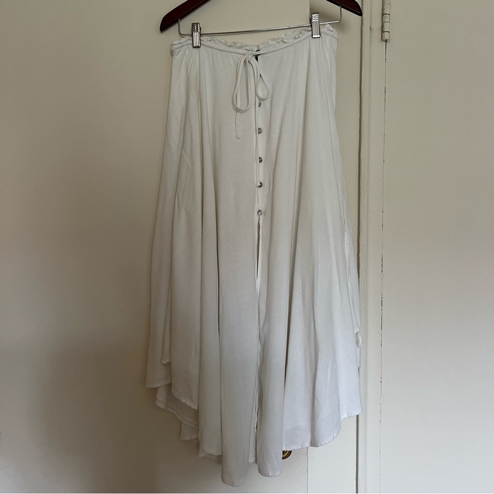 Ivory Button-Front Midi Skirt
